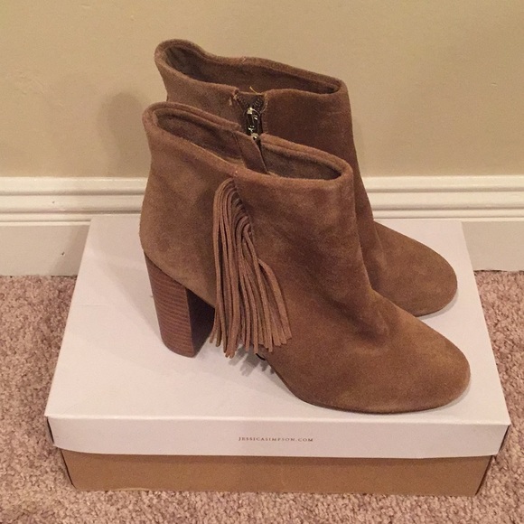 Jessica Simpson Suede Fringe Booties Sz 7.5 - Picture 3 of 8